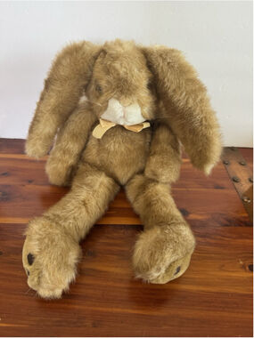 Vintage 1992 MJC International Bunny Rabbit Plush Stuffed Animal 18” Long Brown